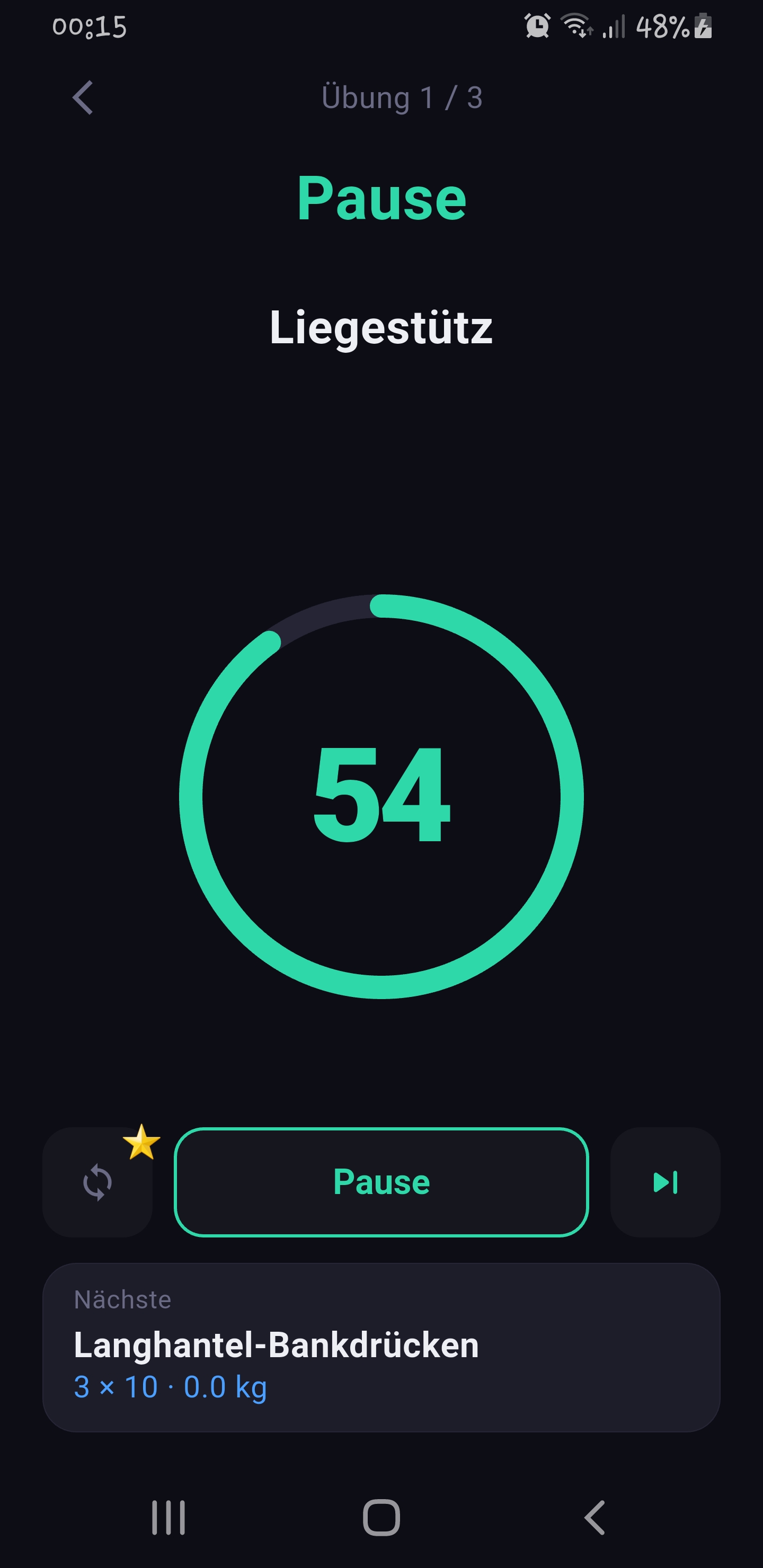 Fitence rest timer between sets