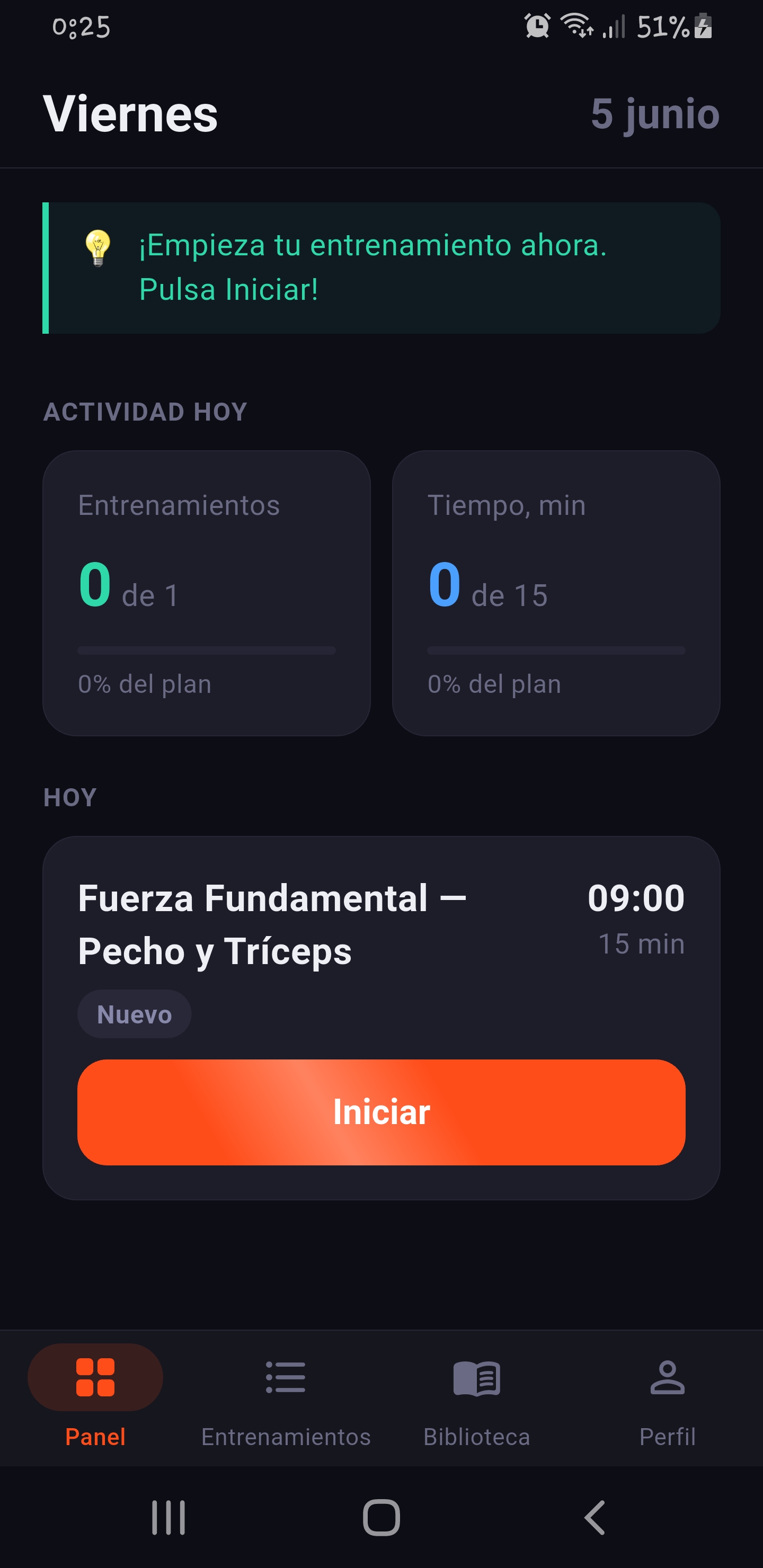 Fitence dashboard with today's workout and activity