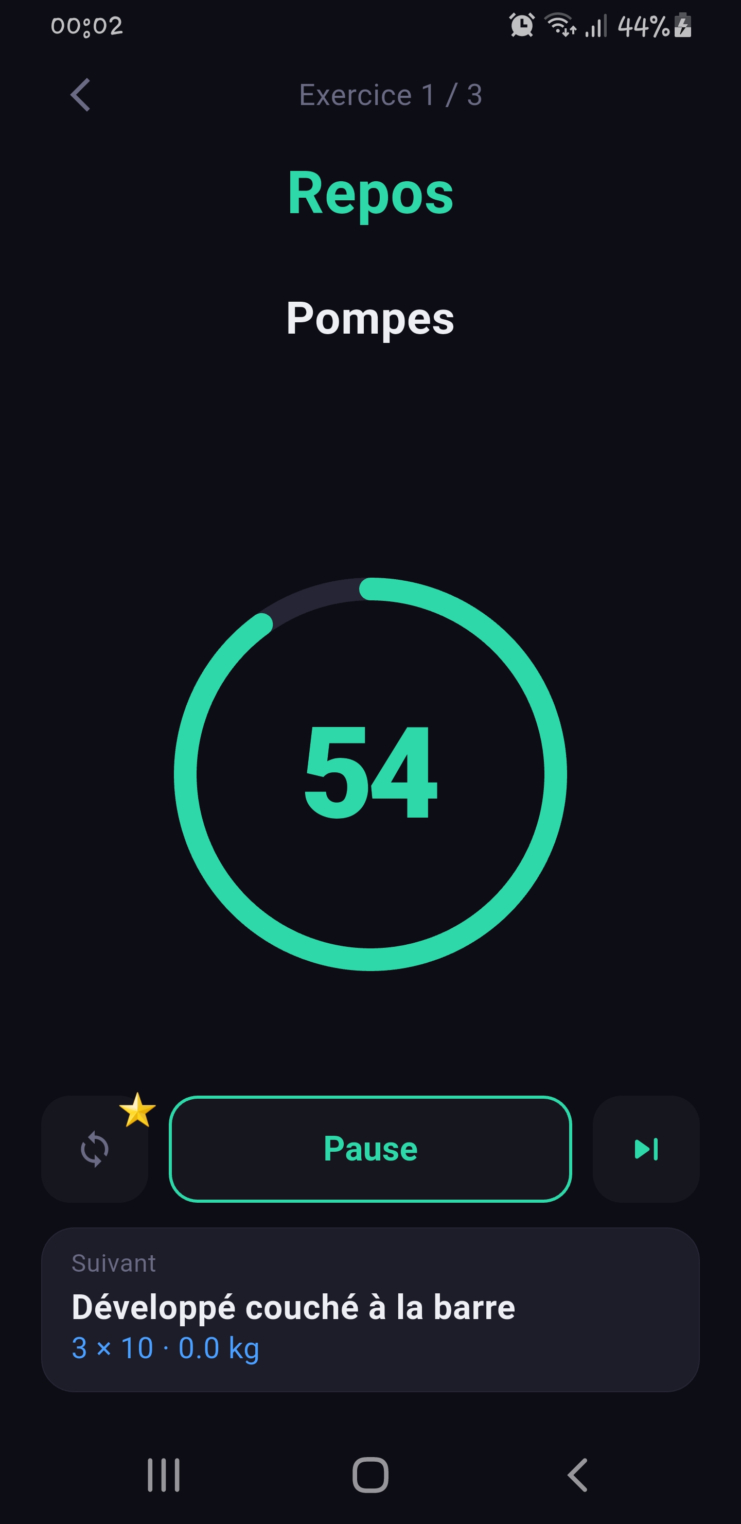 Fitence rest timer between sets