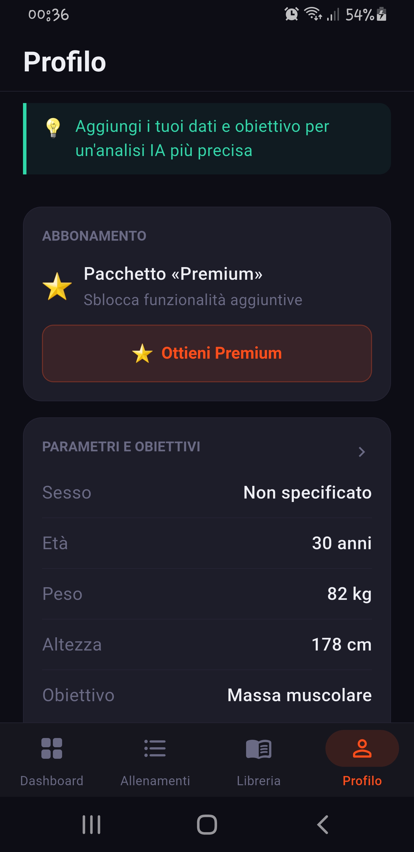 Profile and training statistics