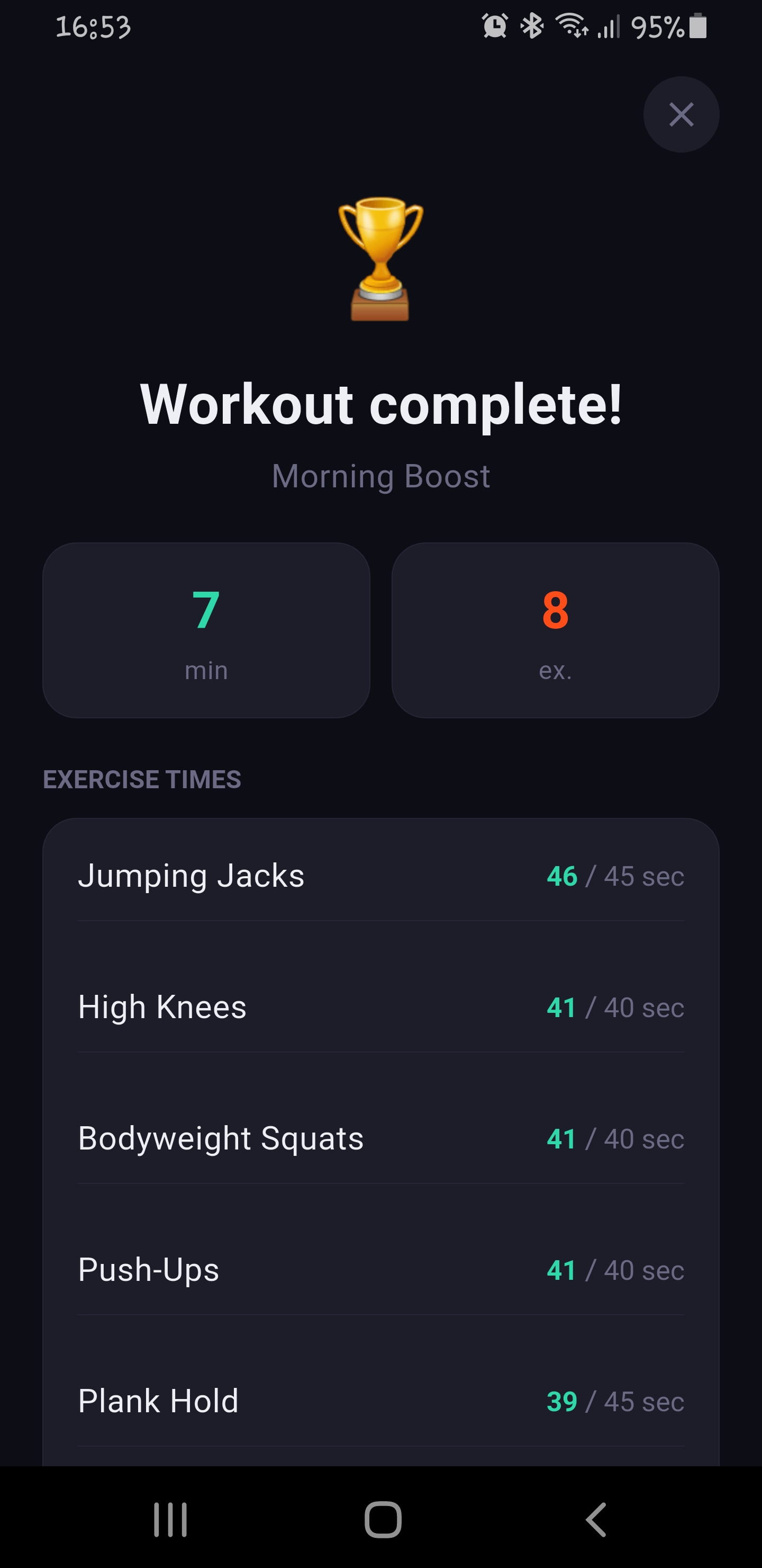 Workout complete