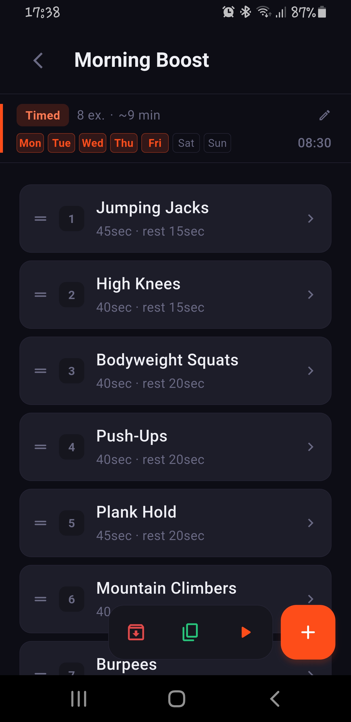 Workout detail